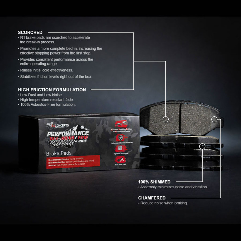 Jeep Commander Brake Pads - Rear - R1 Concepts - Performance Off-Road/Tow - `05-`10